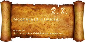 Reichsfeld Klaudia névjegykártya